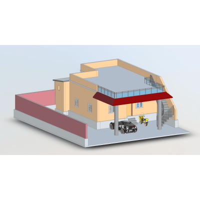 Single-Story Residential Building with Rooftop Access