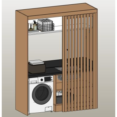 Laundry unit with washer and screen