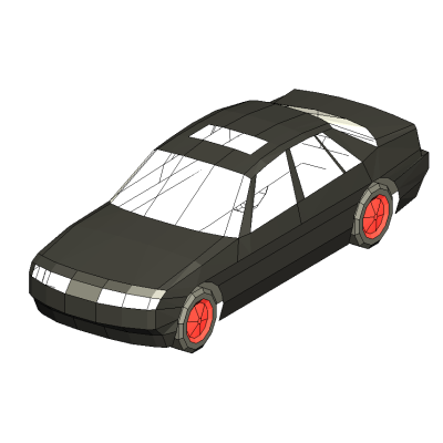 Sedan car detailed 3D urban model