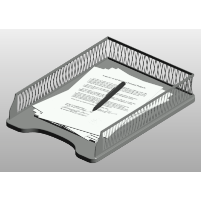 Office letter tray with documents