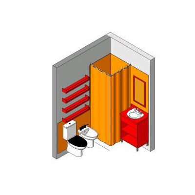 Small bathroom layout with modern vanity