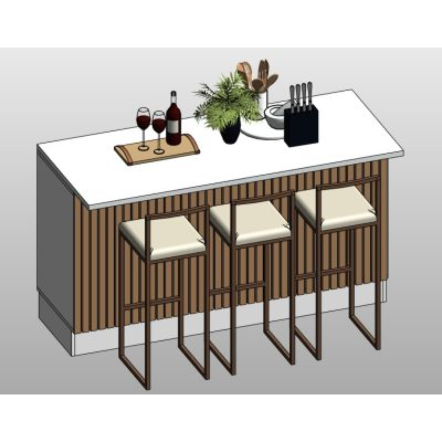 Kitchen island with 3 bar stools