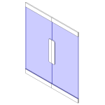 Glass sliding door with 2 modern panels