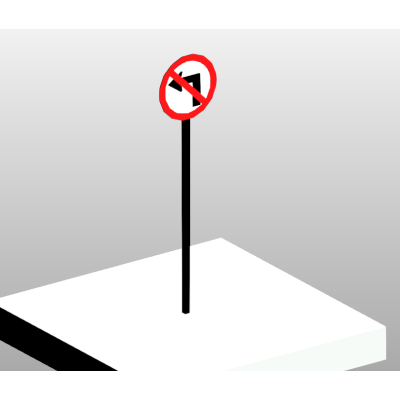 No left turn traffic sign on post