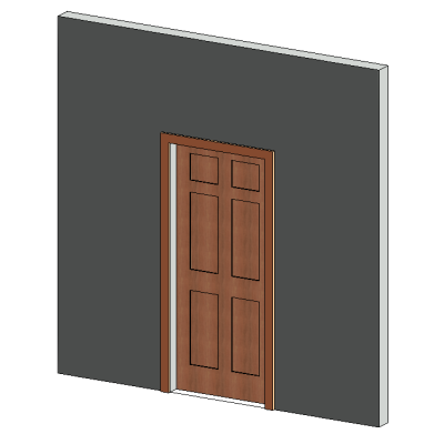 Wooden door 6 panels parametric with trim