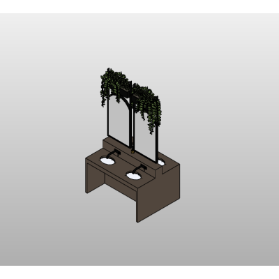 Double Vanity with Plants and Mirrors