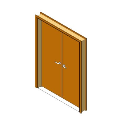 Solid double door with modern handles