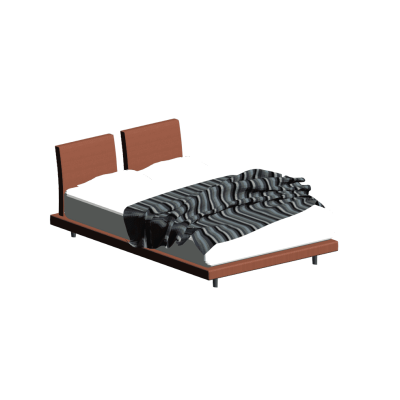 Simple Double Bed with Headboard Shelf