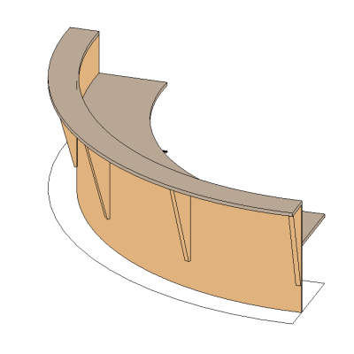 Curved reception counter
