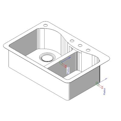 Double bowl kitchen sink with faucet holes