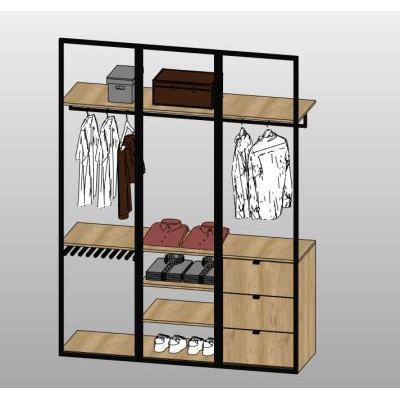 Open closet system with shelves