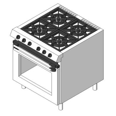 Gas stove with 4 burners