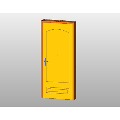Wooden door with detailed arched panel