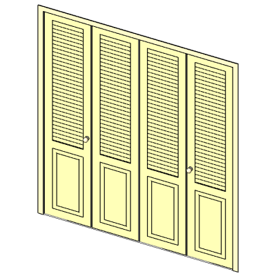 Folding closet door with modern louvers