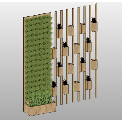 Green wall divider with planters