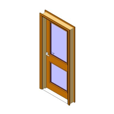 Wooden door with two glazed panels