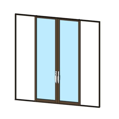 Sliding door with central glass panels