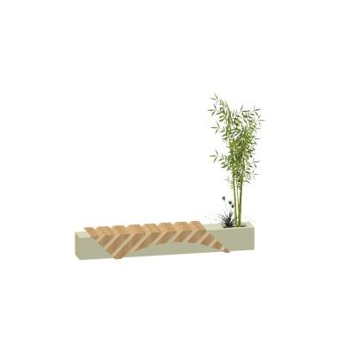 Collective urban wooden furniture in 3d