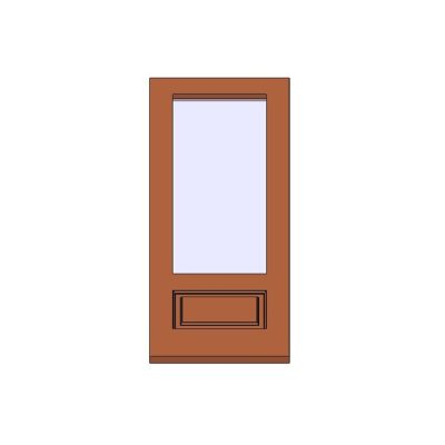 Single-leaf door with glazed panel detail