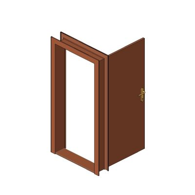 Double door with modern transom glass 20 Wooden double door with classic handle