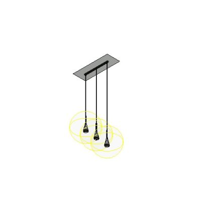 Rectangular Pendant Light with Three Bulbs