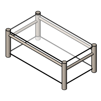 Glass coffee table with modern tubular legs