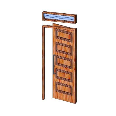 Wooden door with parametric transom 2023
