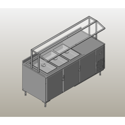 Commercial buffet station with sneeze guard