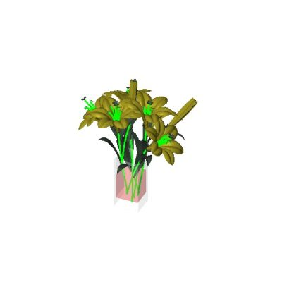 Pink Vase with Yellow Flowers