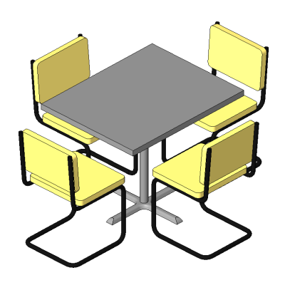 Dining set with 4 modern chairs