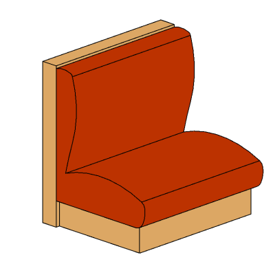 Single banquette with modern upholstery