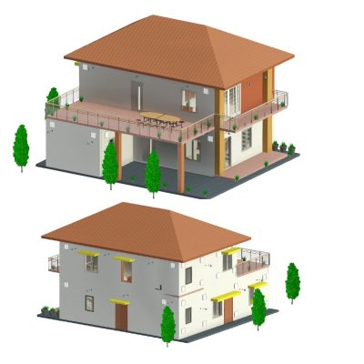 Duplex Villa – Two-Story House with Wraparound Terrace