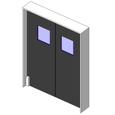 Restaurant kitchen door with 2 windows