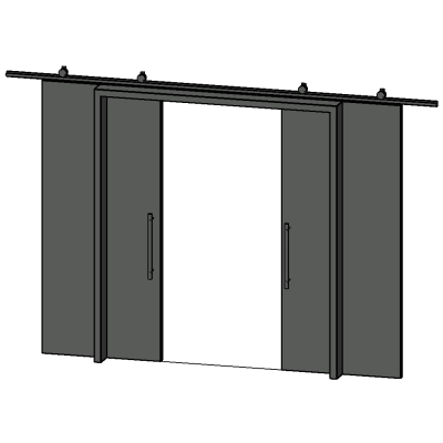 Uncoated sliding door - 2 Panels with stainless steel track
