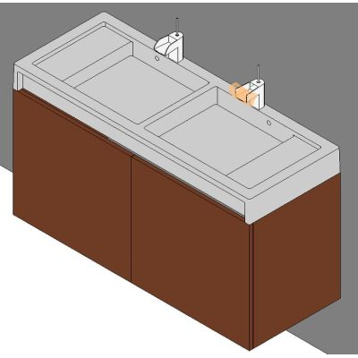 Dual vanity sink with modern cabinet