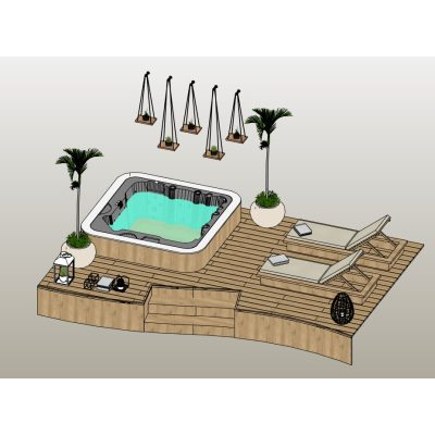 Spa deck with hot tub and loungers