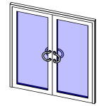 Double glass door with modern handles