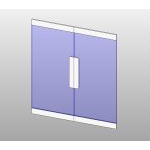 Glass sliding door with 2 modern panels
