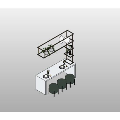 Bar Counter with Overhead Shelving