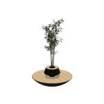 Circular planter with modern wood seat