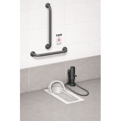 Squat Toilet with Grab Bars