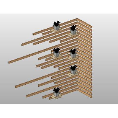 Wall decor wooden slats with planters