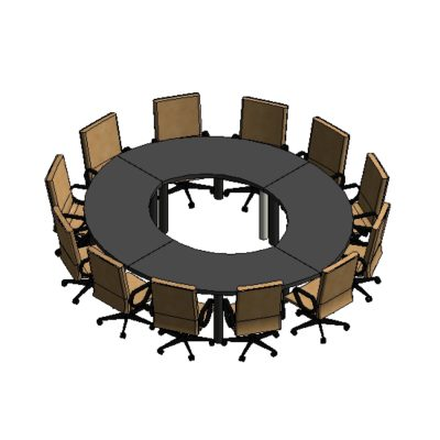 Circular conference table with chairs