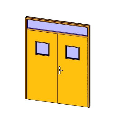 Double door with modern transom glass