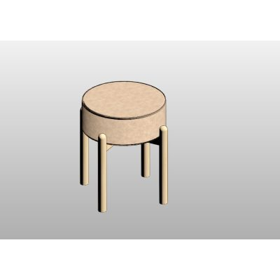 Clean Ottoman with Wooden Legs