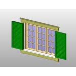 Window with detailed louvered shutters