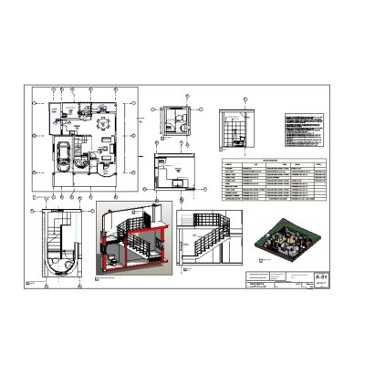Country house in revit 2017 - superior views; cuts; elevations; architectural details; render