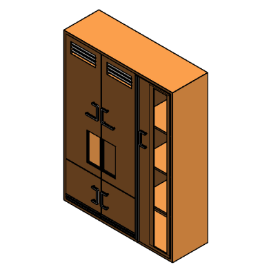 Modular Wardrobe with Double Doors and Side Shelves
