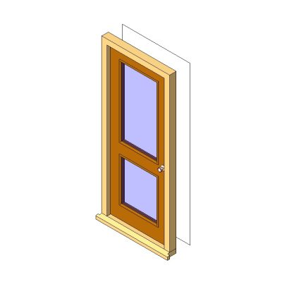 Glass panel door with wood frame