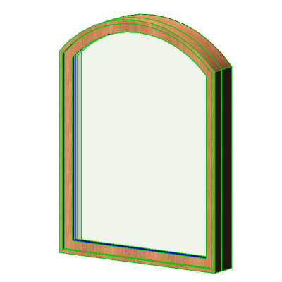 Fixed archtop window with modern wood frame